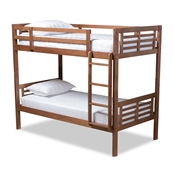 Baxton Studio Liam Modern and Contemporary Walnut Brown Finished Wood Twin Size Bunk Bed